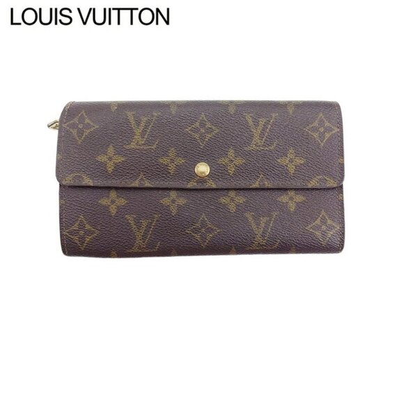 LOUIS VUITTON Long Wallet Monogram Beige Monogram Canvas Authentic Used - Picture 1 of 13